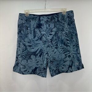Speedo Men’s Hydro Volley Swim Trunks XL Lined Drawstring Blue Tropical Print